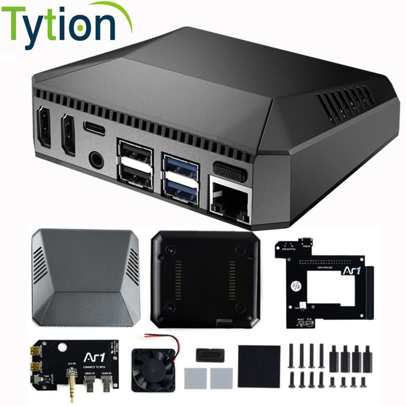 Raspberry Pi 4B Argon ONE Aluminum Case with Built-in Smart Cooling Fan Power Adapter Module