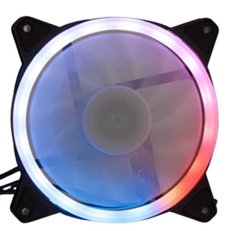 Quiet Desktop Computer RGB Color Changing 12cm Dual Ring LED Light Box Fan Thermal Radiation Fan PC Case Fan High Speed Bearing