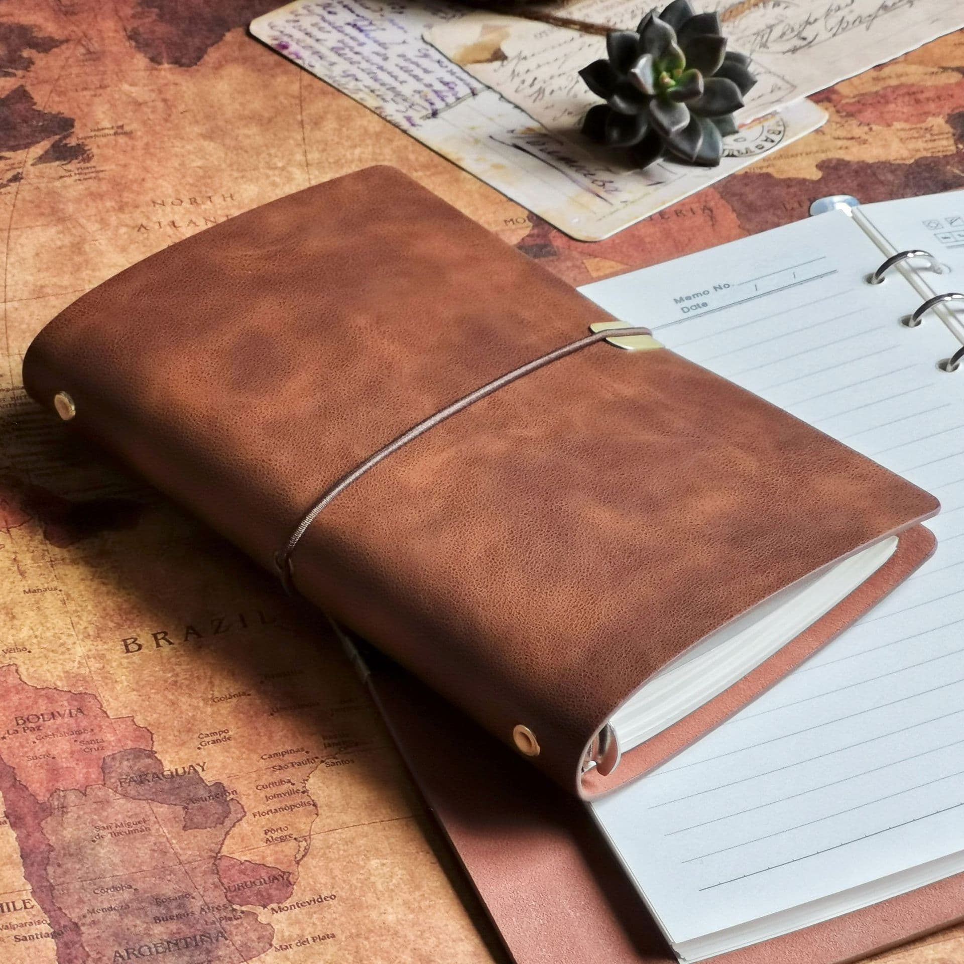 Customized Vintage Softcover A6 Portable Travel Diary Notebook Loose-leaf Binding Handbook Stamp Book Blank Stamping Notepad