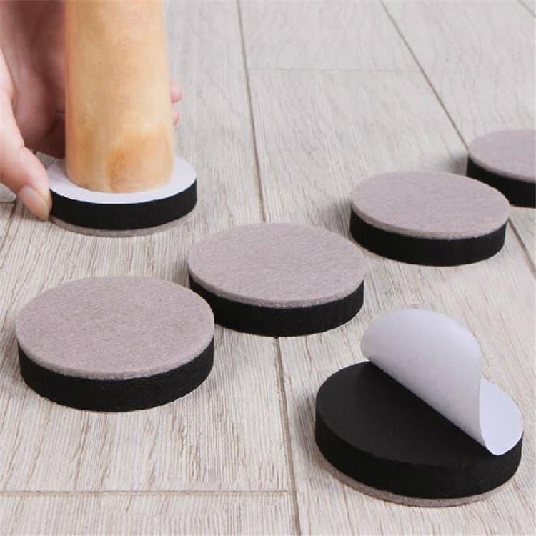 Felt Round Table Leg Risers Silent Wear-Resistant Bed Leg Pads Multi-Purpose Anti-Collision Door Back Protective Pads 4-Pack