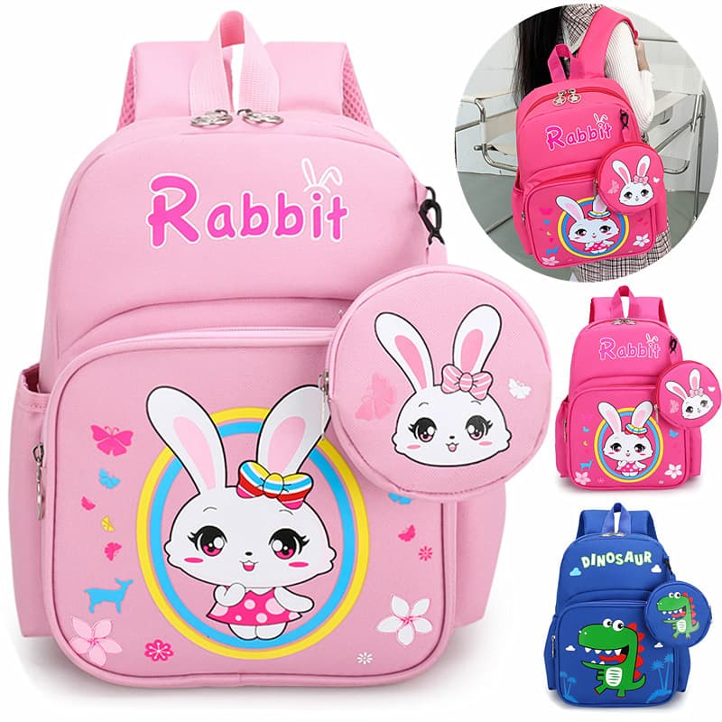 Cute Cartoon Kids Backpack with Coin Purse Spine Protection Primary School Student Bag Breathable Waterproof Wear-resistant Anti-theft Shockproof