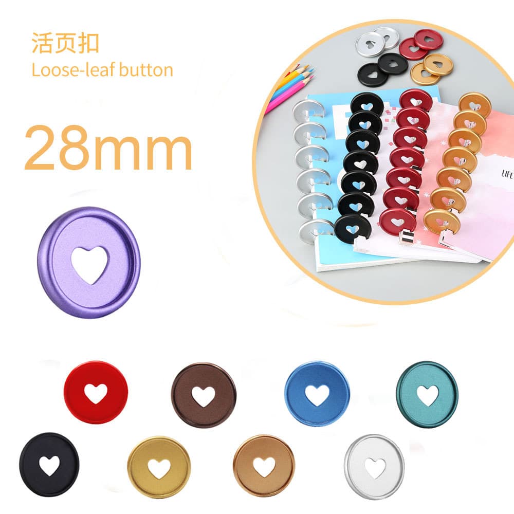 28mm new frosted notebook mushroom hole button loose-leaf buckle coil buckle love frosted binding buckle