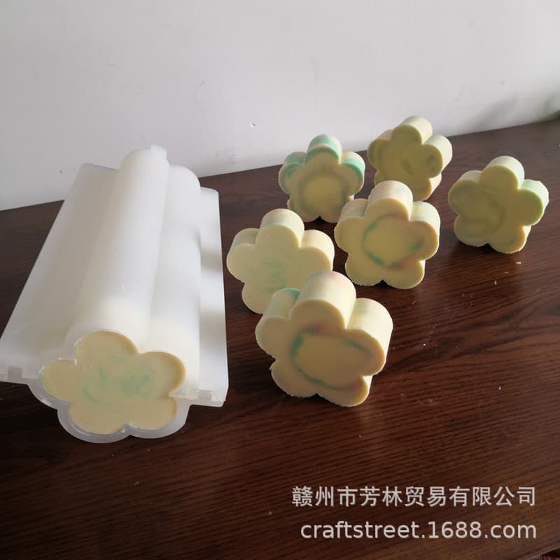 650ML capacity 7CM large plum blossom silicone handmade soap mold soap in soap long tube mold