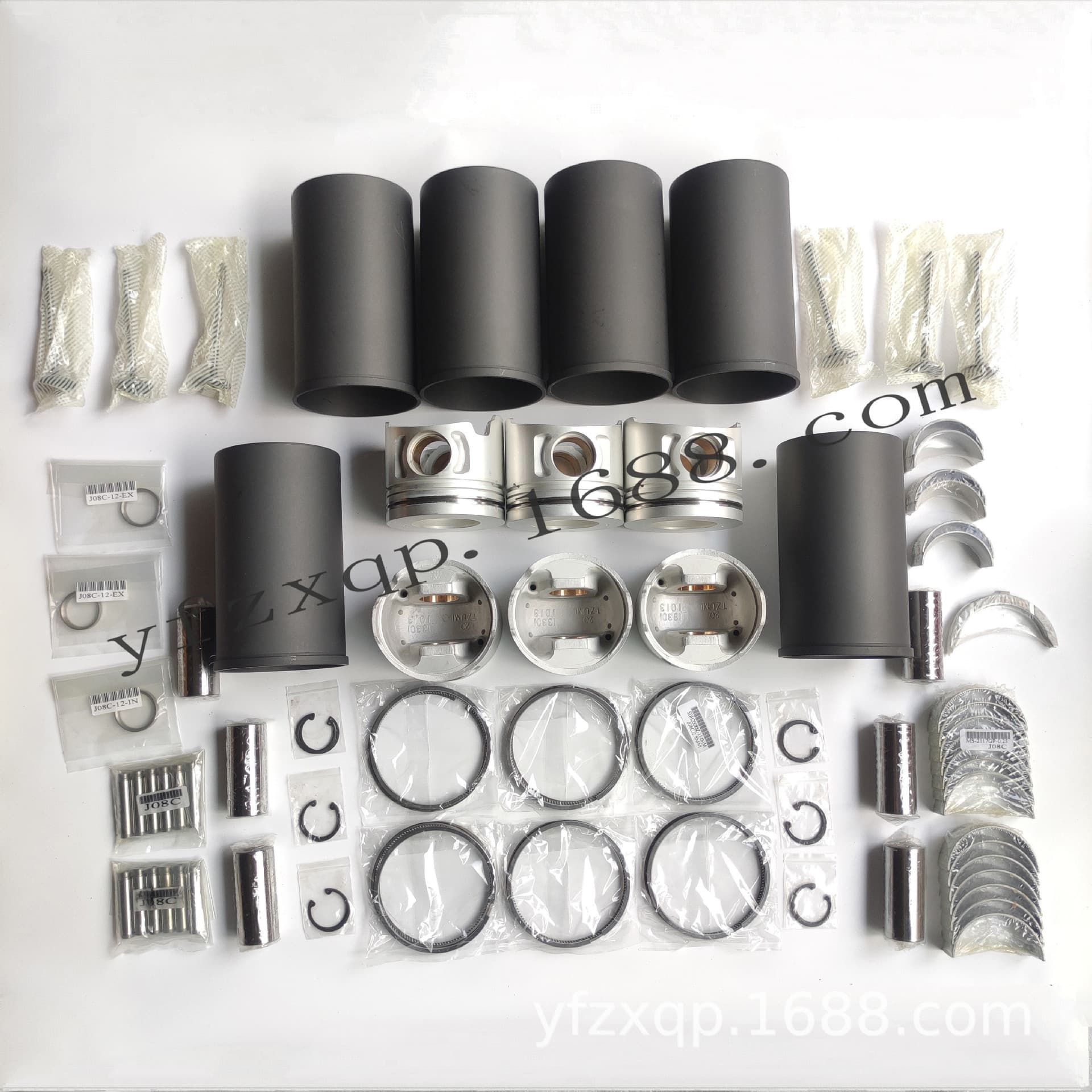 Hino 500 J08C J08E Cylinder Liner Kit, Four-Piece Set, Piston Ring Pin, Engine Overhaul Parts HINO