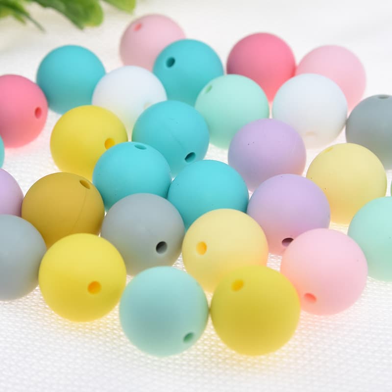 Cross-Border Silicone Beads Mother and Baby Teether Pacifier Chain Diy12Mm Round Beads Loose Beads Silicone Beads Wholesale