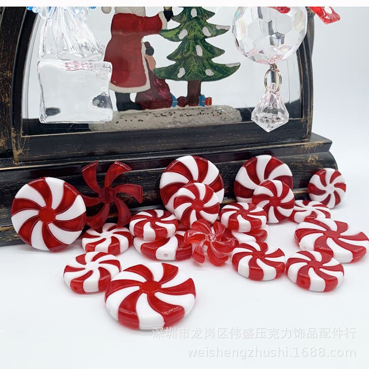 Acrylic Christmas Candy Children's Plastic Lollipop Marshmallow DIY Decorative Candy Christmas Tree Candy Hanging Ornaments