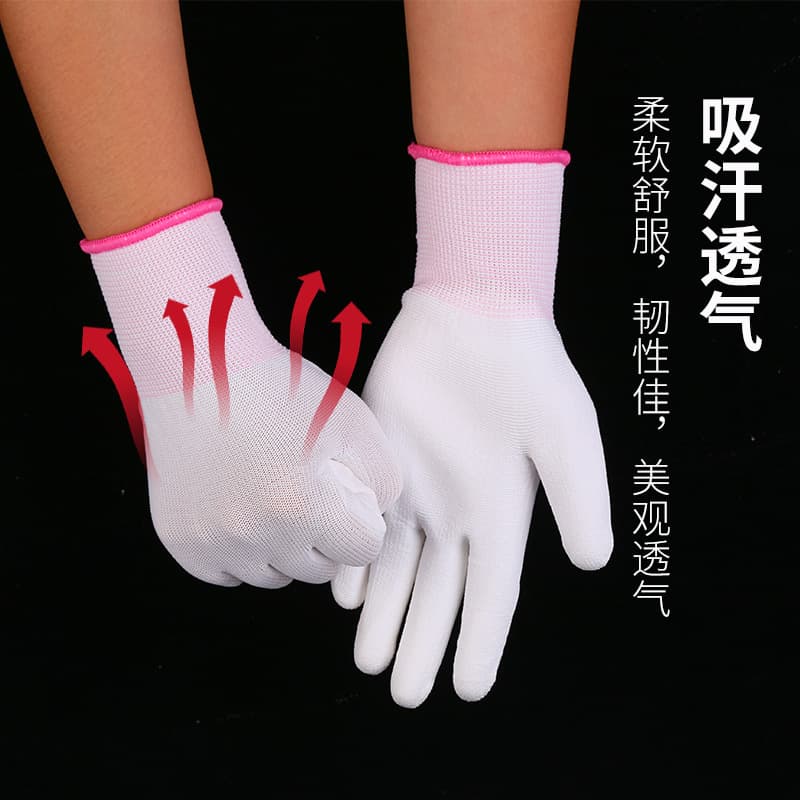 Manufacturer Supply Finger-Coated Gloves for Electronics Factory, Coated Gloves 13-Gauge Nylon PU Finger and Palm Coated Glove Cores