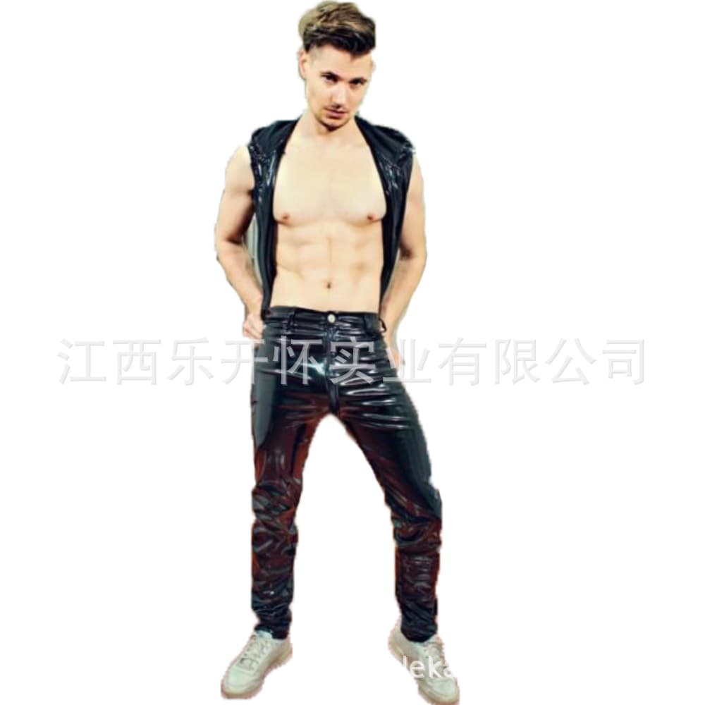 Sexy lingerie mirrored PU crotchless leather pants nightclub bar performance wear stage wear foreign trade supply factory direct sales