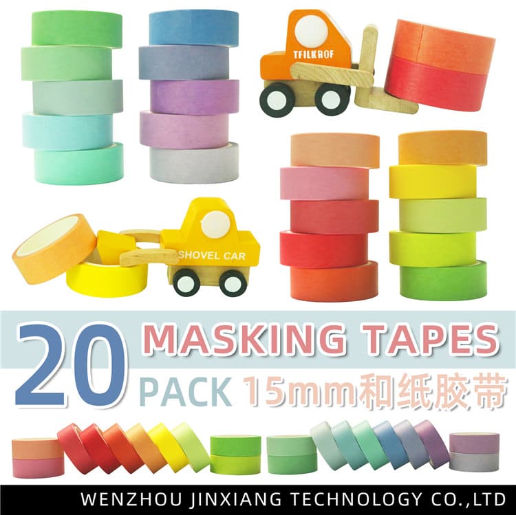 Solid Color Washi Tape 20-Color Set Rainbow DIY Decoration Journal Tape, Export Source Cross-Border Stickers