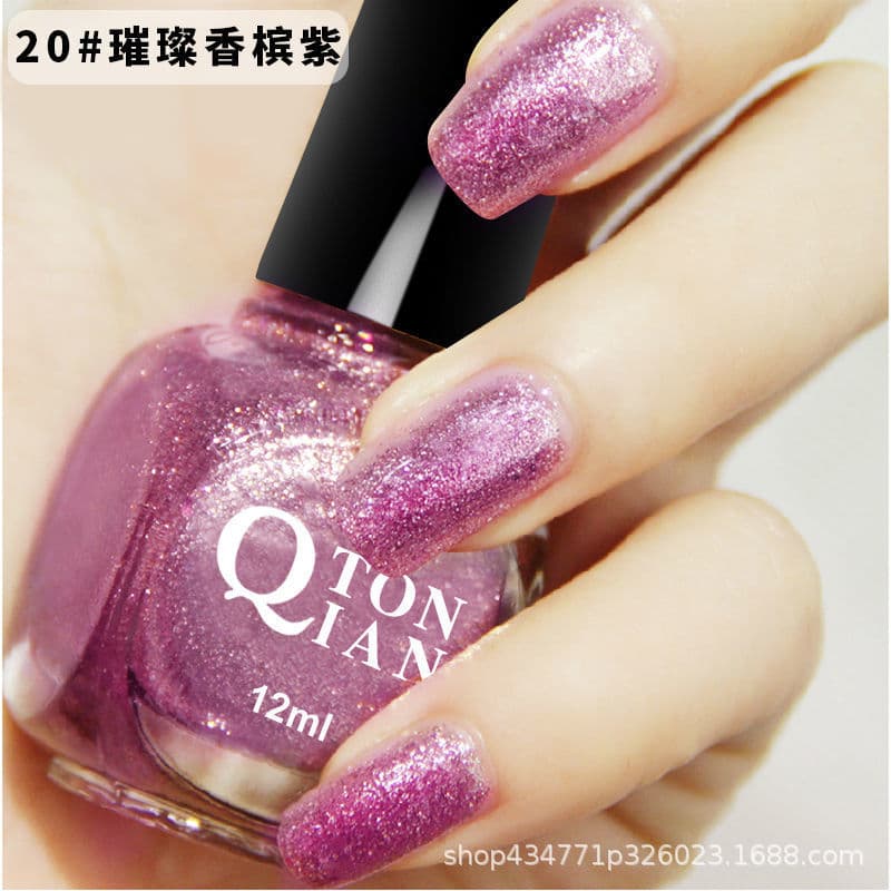 62-color no-bake nail polish oil-based non-peelable bright champagne purple Mars gray glamor glitter purple mercerized princess
