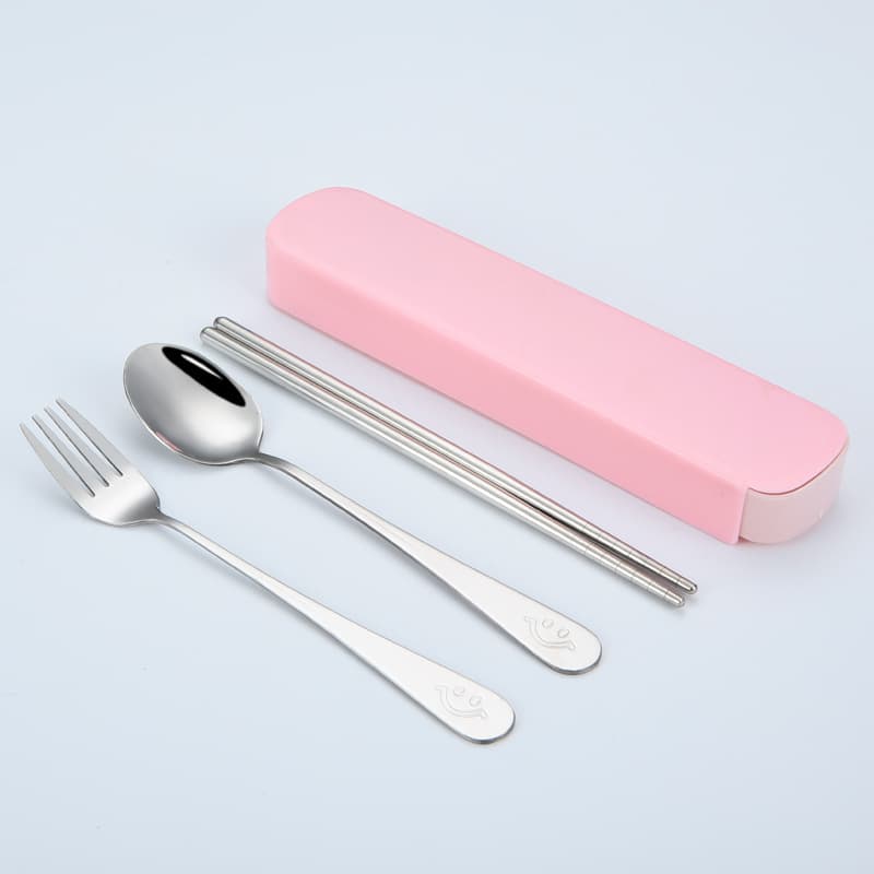 Full Stainless Steel Cutlery Set with Spoon, Chopsticks, Fork and Knife - Portable 3-Piece Dining Utensil Set