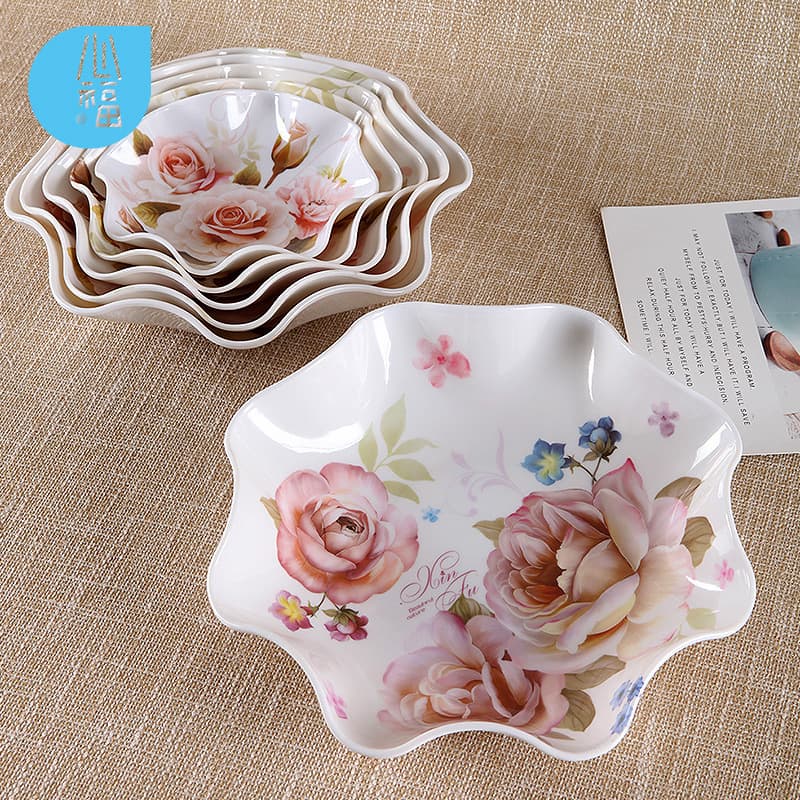 Creative European Style Fruit Tray Plastic Fruit Bowl Home Chinese Style Melamine Dry Fruit Tray Storage Tray Candy Tray