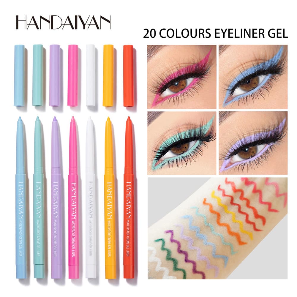 Hot Selling Cross-Border 6-Pack Eyeliner Pen HANDAIYAN Retractable Waterproof Smudge-Proof Colored Eyeliner Gel Pen Set