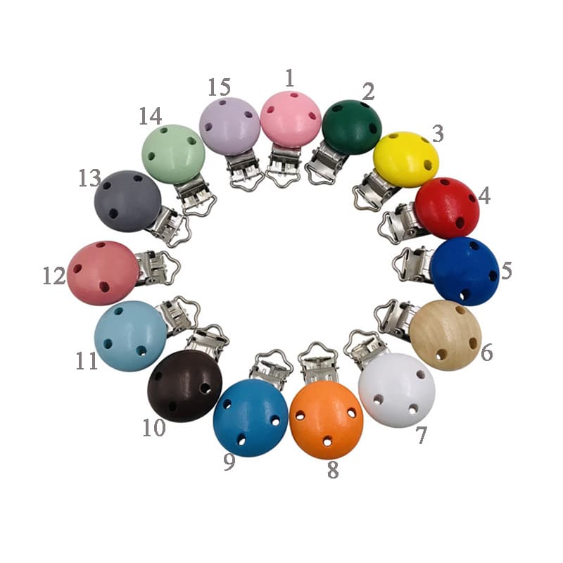 DIY Baby Teething Accessories Lotus Wood Pacifier Clip Necklace Pendant Link Clasp Connector