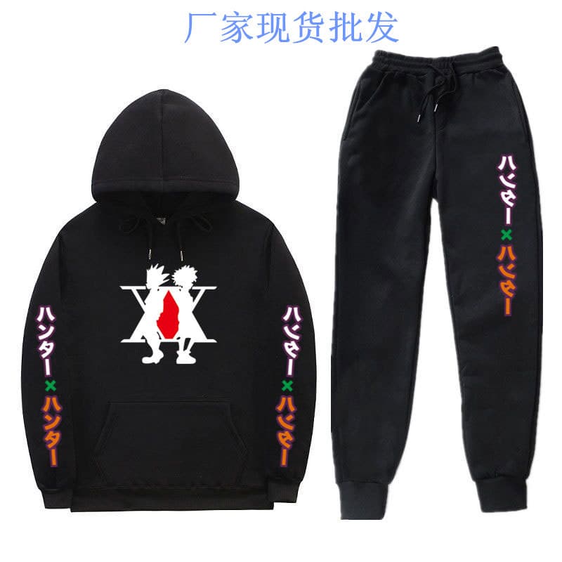 Europe, America, Japan Anime Hunter x Hunter HUNTERxHUNTER Unisex Fleece-Lined Casual Loose Hoodie Set