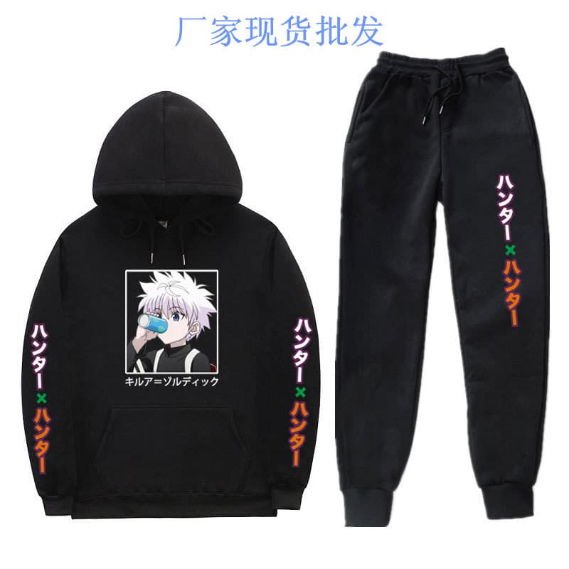 Hunter x Hunter Anime Fleece Hoodie and Sweatpants Set for Men and Women - Wholesale