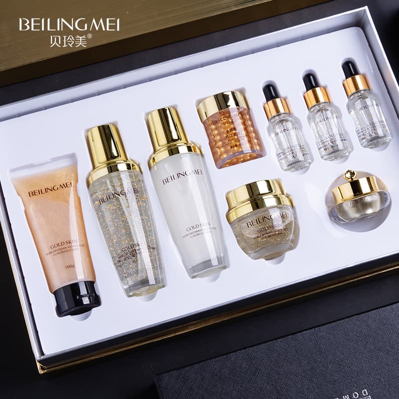 Bei Lingmei Golden Lady Luxury Pet Nine-piece Facial Skin Care Product Set Lady Cream Cosmetics Manufacturer Wholesale