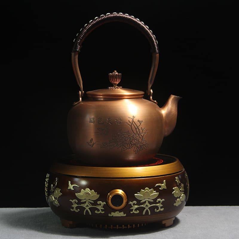 Household copper kettle kettle teapot pure copper handmade red copper health pot retro tea boiler electric ceramic stove copper kettle set