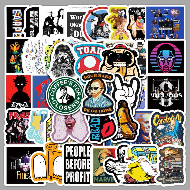 50 Sheets Non-Repeating Humorous Funny Cross-Border Tablet Scooter Motorcycle Car Decoration Waterproof Stickers