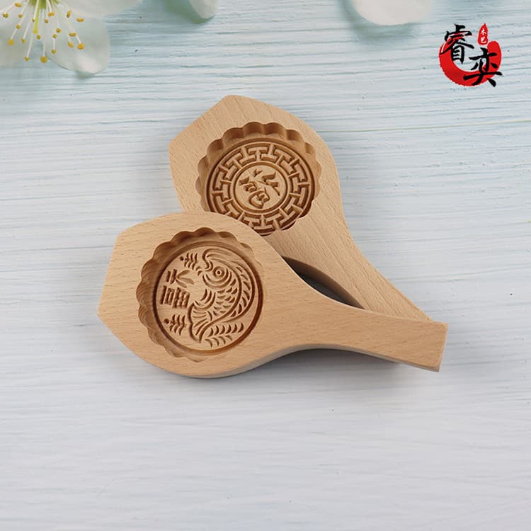 Factory direct wooden mooncake molds, patterned molds for Ai Guo, Ciba, Guoyin, green dumplings, pumpkin cakes baking tools