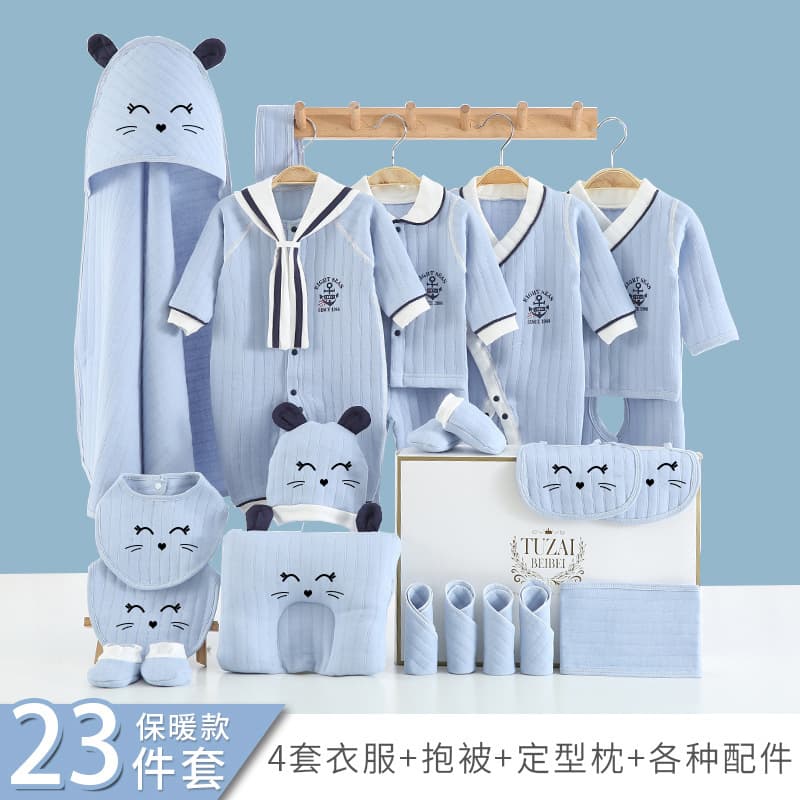Newborn Baby Clothes Spring Autumn Winter Infant Cotton Gift Box Set for Boys, Newborn Full Moon Gift Set