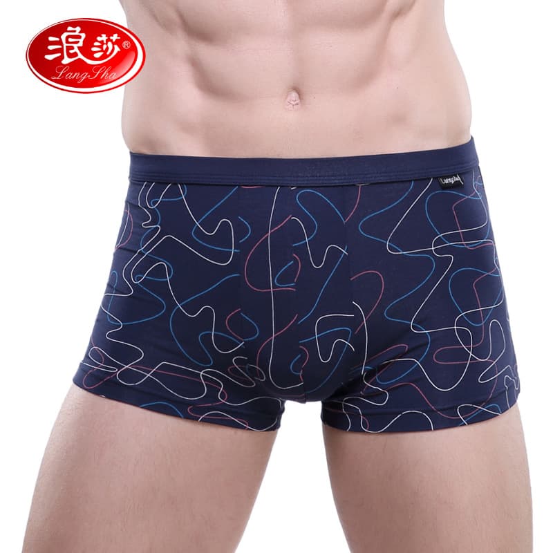 4 Langsha men's underwear boxers waist printed bamboo fiber 3D cabin sexy boys boxer shorts wholesale