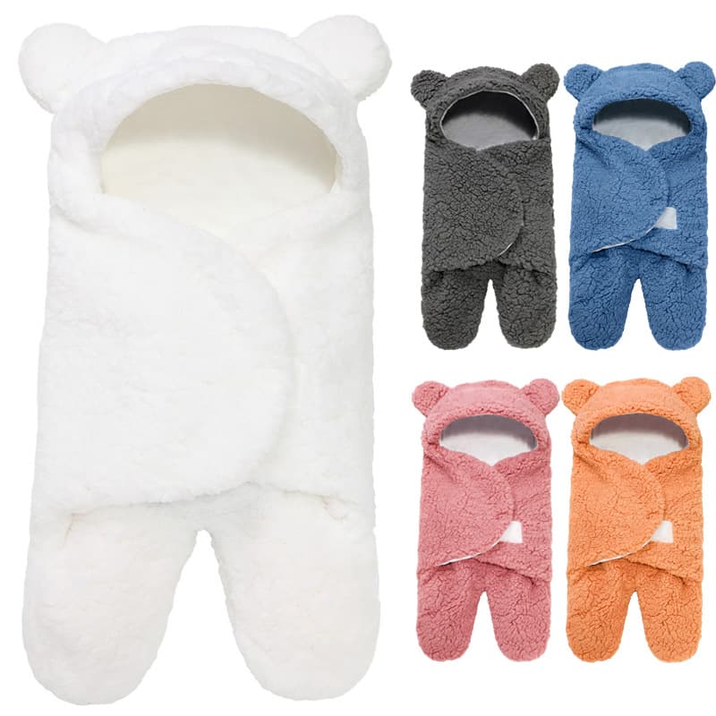 Cross-Border Autumn/Winter Thickened Baby Sleeping Bag, Split-Leg Fleece Sleeping Bag Romper, Newborn Swaddle Anti-Kick Blanket