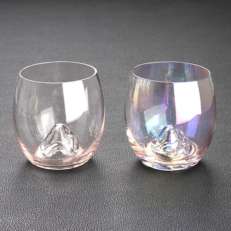 Jingyu Iridescent Transparent Iceberg Glass Cup, Thickened Glass Whiskey Cup for Home Coffee, Trendy Ion-Plated, Factory Direct