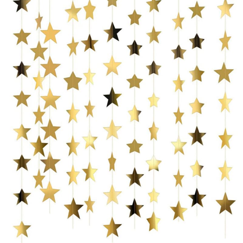 Double-sided pentagram star garland hanging ornament for wedding parties, festivals, Christmas streamers, and Halloween decorations