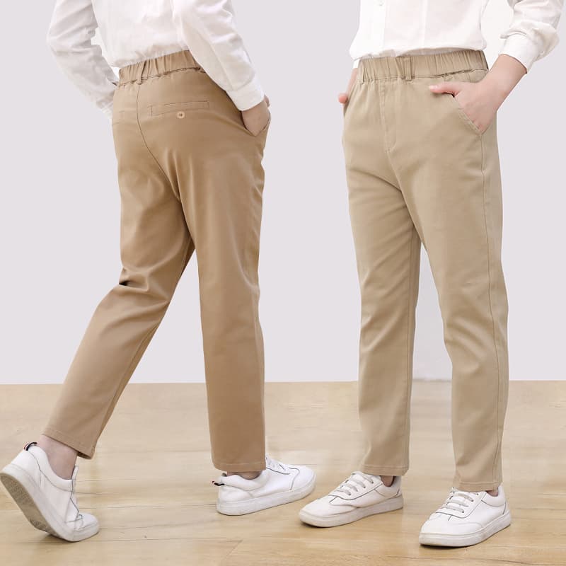 Kids School Uniform Pants Boys Khaki Casual Cotton Pants for Big Boys