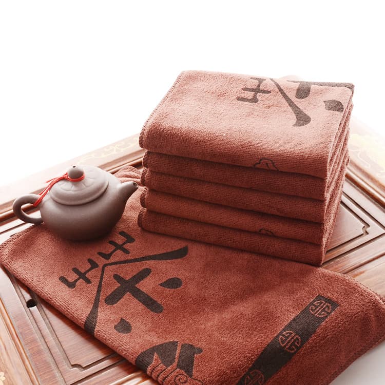 Printed tea towel, 35*35cm, with hook, 400g/m², square towel, absorbent cloth, microfiber tea ceremony towel, absorbent towel.