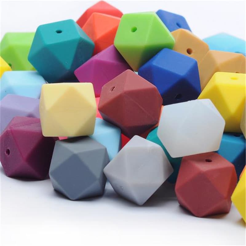 14mm Polygonal Silicone Beads, Hexagonal Beads, Multi-Colored Octagonal Silicone Beads, DIY Nipple Chain Accessories Wholesale