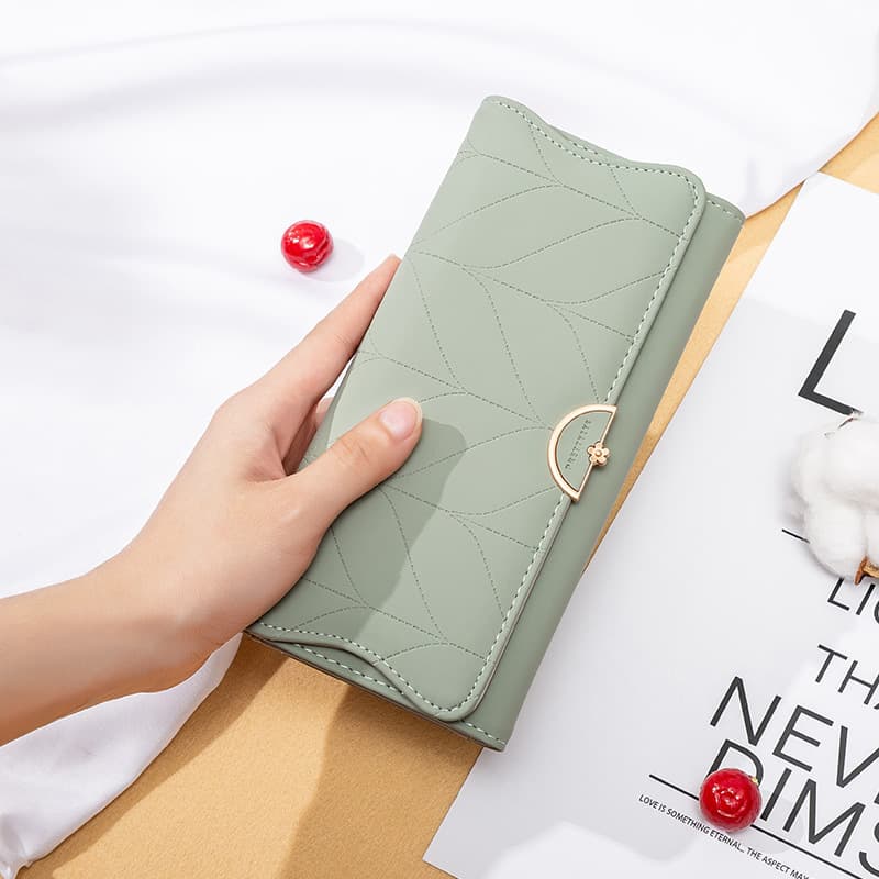 Ladies Wallet Soft Leather Zipper Closure Large Capacity Billfold Multi-card Slots Multiple Compartments Coin Pocket