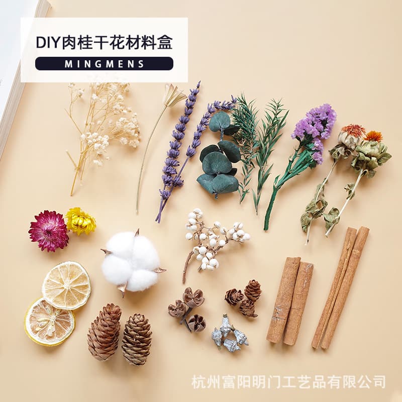 Handmade Cinnamon Dried Flower Box DIY Scented Candle Photo Frame Dried Flower Decoration Cinnamon Flameless Aromatherapy Ornament Material Kit