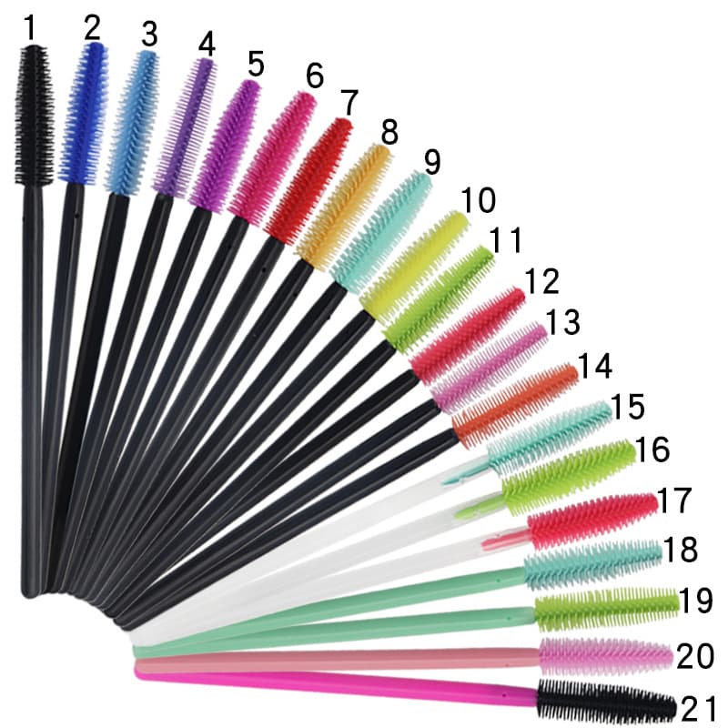 Wholesale Disposable Silicone Mascara Wand Portable Spiral Eyelash Eyebrow Brush Beauty Lash Colored Makeup Brush Tool