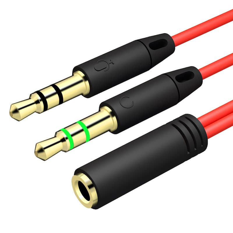 Phone Microphone Splitter Audio Adapter Cable, Headphone to Computer Headset 3.5mm 2-in-1 Splitter