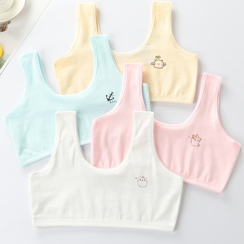 Developmental Intimates Without Rims for Schoolgirls and Girls, Pure Cotton Vest, Young Junior High School Girls, 8-9-12 Years Old, Tube Top