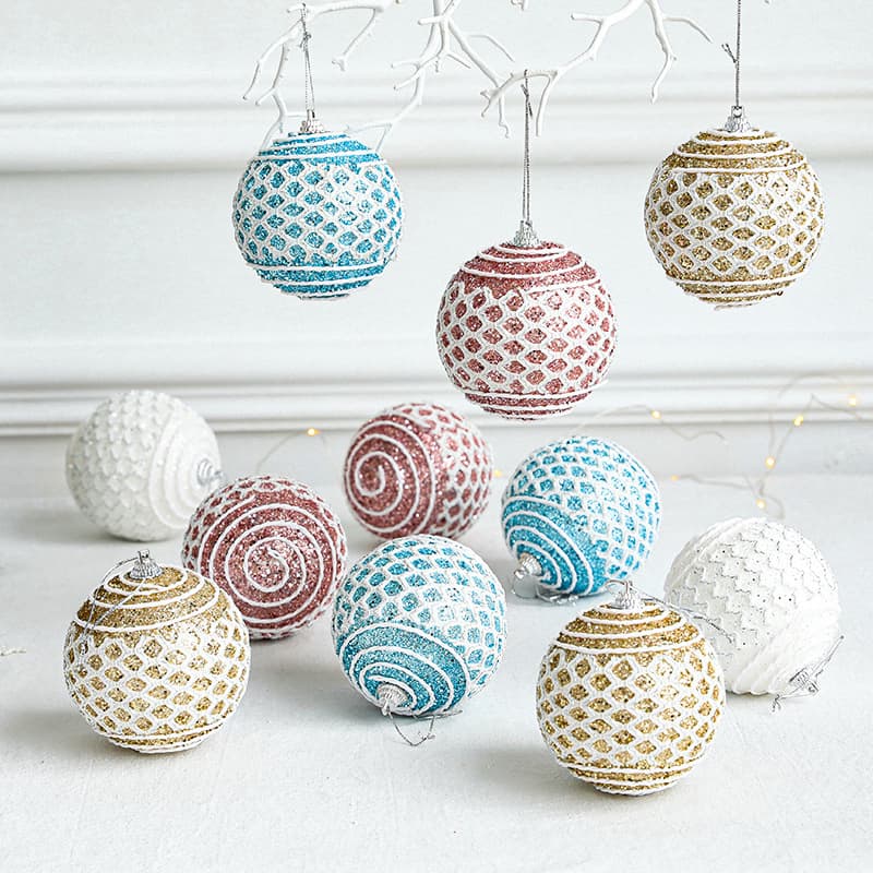 Christmas Ball Ornament Lace Net Decorative Hanging Swags Atmosphere Arrangement Supplies Christmas Decorations Foamy Balls