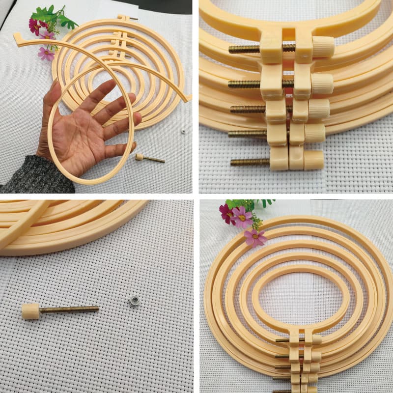 Custom Direct from Manufacturer Adjustable Eco-friendly Cross Stitch Hoop Imitation Bamboo Embroidery Hoop Tool