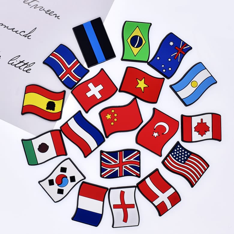 Cartoon Flag Shoe Charms Detachable PVC Soft Rubber Shoe Decoration for Crocs Garden Shoes Wholesale