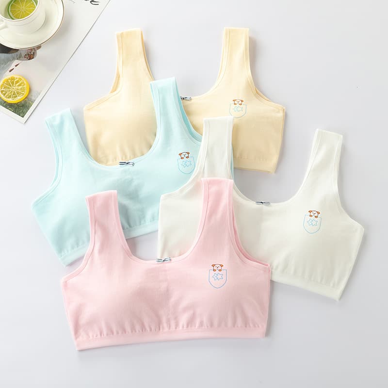 Pure Cotton Vest Style Bra For Girls 8-16 Years Old Preventing Protrusion Points For Junior High School Students