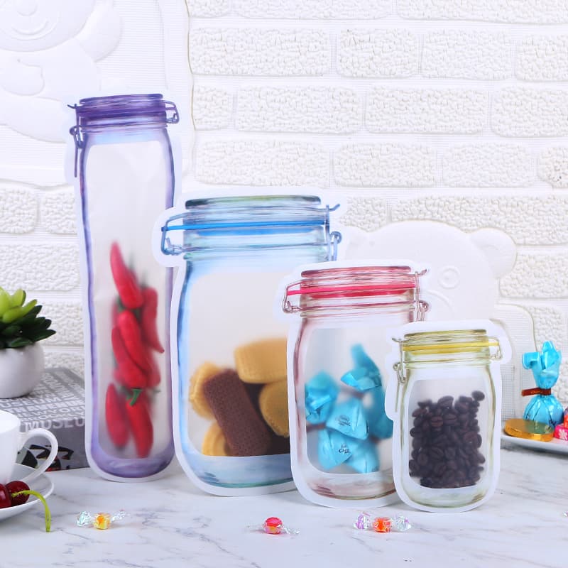 Frosted Mason Bag Candy Stand-Up Self-Sealing Transparent Packaging Bag Tea Sealing Mason Bag Food Packaging Custom Shape Bag