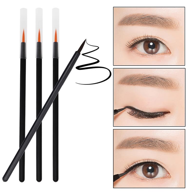 Disposable Eyeliner Brush with Cap 50 Pieces Fiber Beauty Makeup Eyeliner Brush Convenient Handle Length 10.2cm for General Use