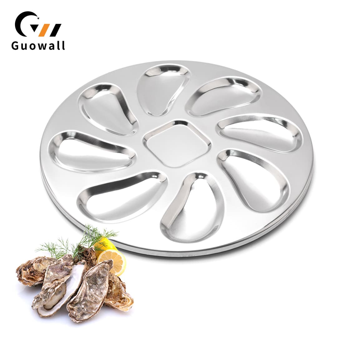 Restaurant Grill Stainless Steel Oyster Plate Seafood Kitchen Tool Buffet Western Restaurant Tableware