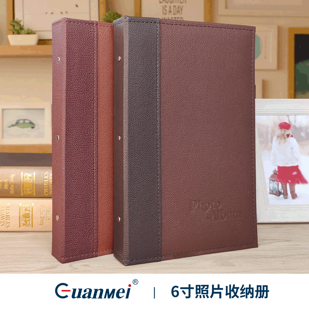 A6 Size 6 Inch Leather Photo Album with PP Postcard Insert Pocket Storage Scrapbooking Album for Business Gifts And Promotions