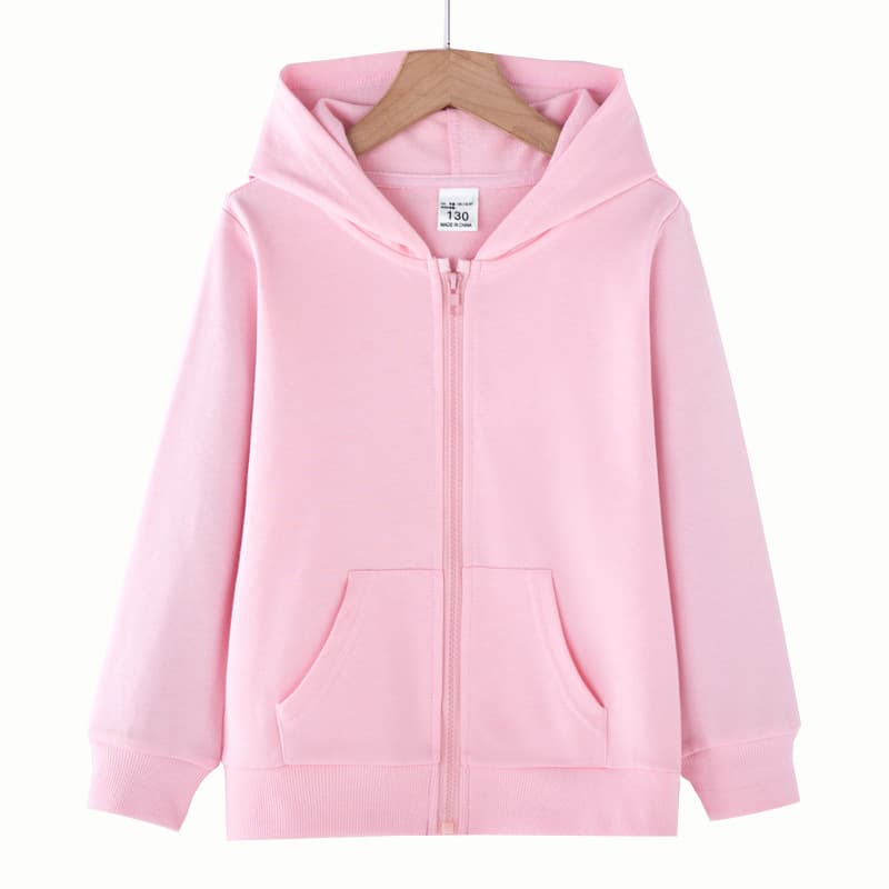 Kids' Clothing Spring and Autumn New Boys' Solid Color Hooded Jacket Girls' Korean Style Zipper Sports Cardigan Top