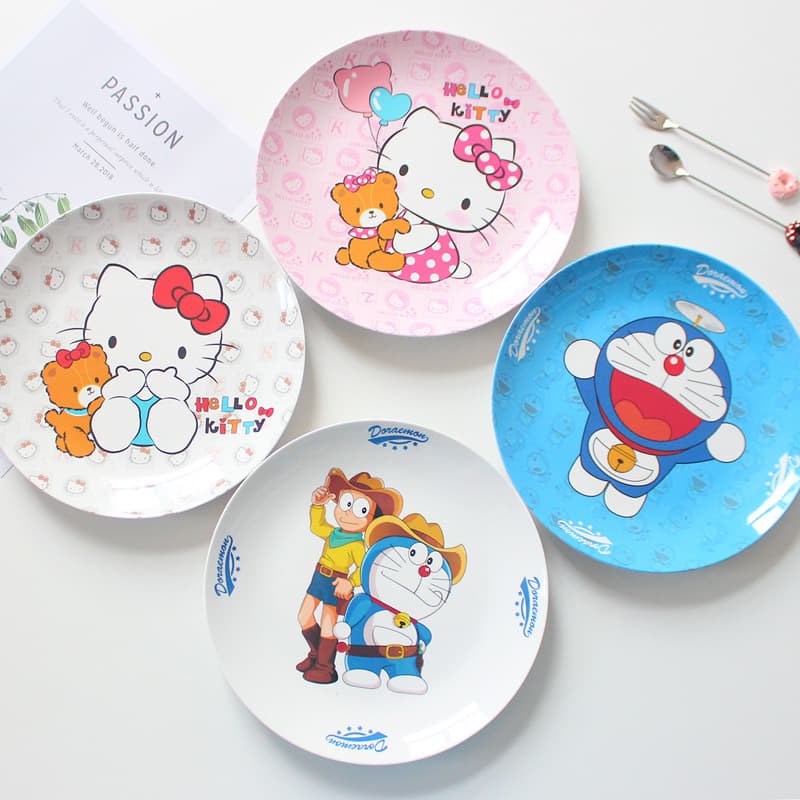 8-inch Cute Cartoon Dinner Plate, Girly Home Western Food Plate, Drop-resistant Ins Snack Plate Fruit Plate Vegetable Plate