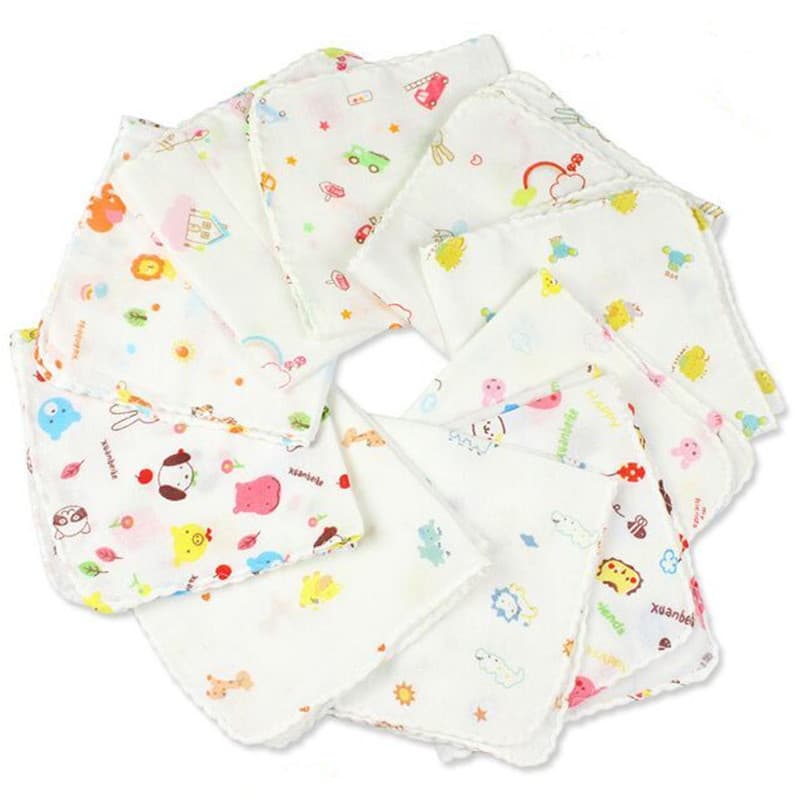 Double-Layer High-Density Printed Gauze Drool Bib, Baby Square Towel Wholesale, 31*31cm Pure Cotton Handkerchief