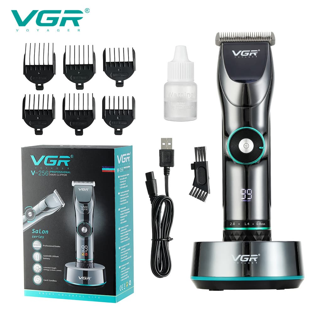 VGR256 Professional Electric Hair Clipper Digital Display High Power Hair Trimmer Non-Waterproof Universal Clipper with Brush Motor