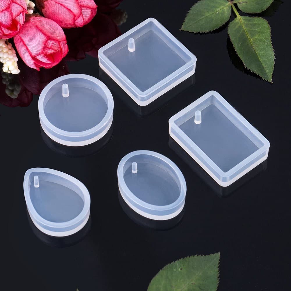 Drip Glaze Pendant Mold DIY Keychain Necklace Resin Earrings Small Drop Glaze Pendant Round Square Oval Mirror Effect